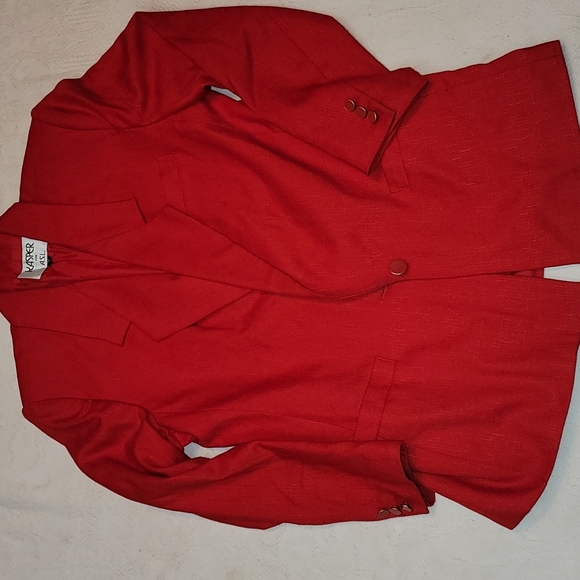 Vintage jacket Kasper blazer red single button closure rayon polyester mix - Picture 10 of 11